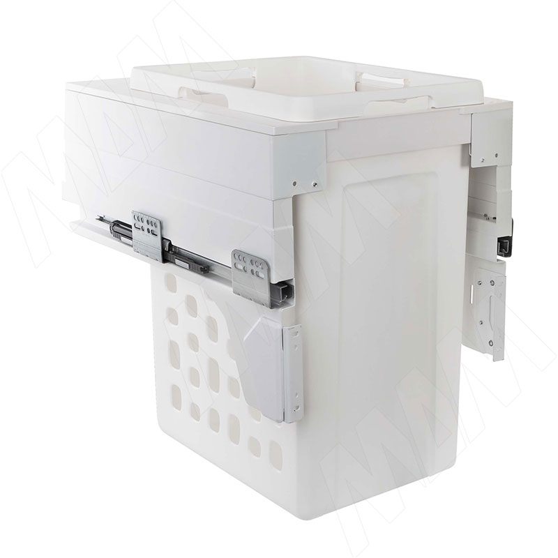 HAMPER LM45 Корзина для белья выдвижная, 1 емкость (48л), напр.полн.выдв., плавн.закр., креп.фасада, цвет белый