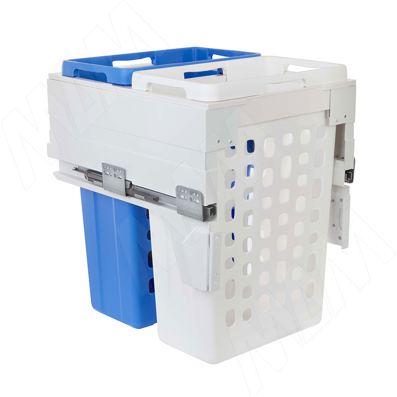 HAMPER LM45 Корзина для белья выдвижная, 2 емкости (35л+35л), напр.полн.выдв., плавн.закр., цвет белый