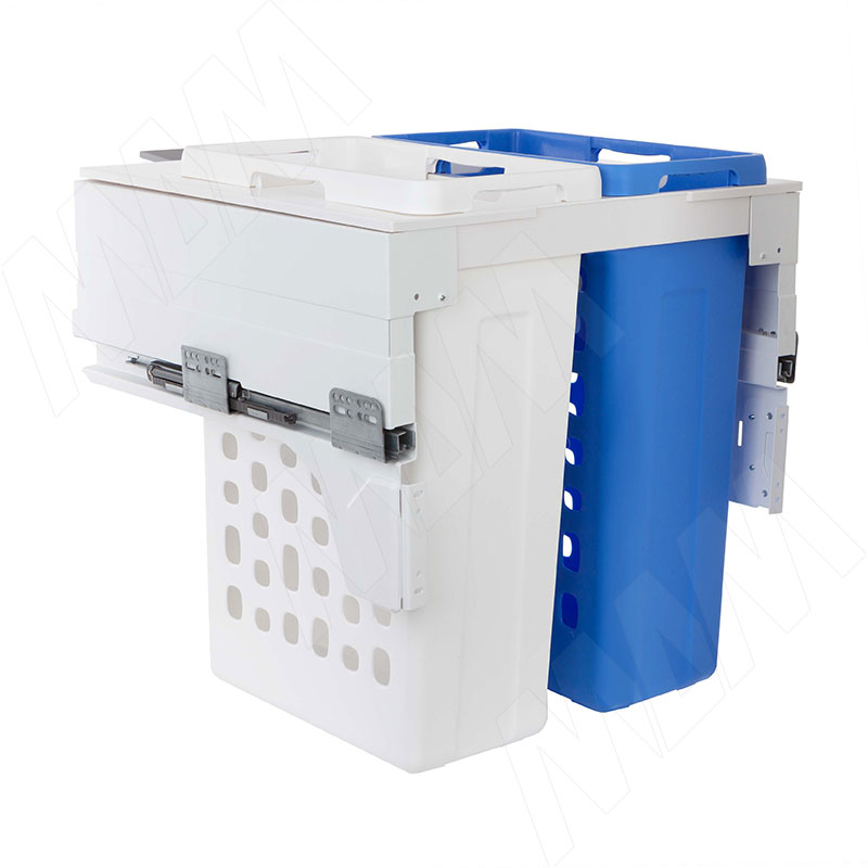 HAMPER LM60 Корзина для белья выдвижная, 2 емкости (35л+35л), напр.полн.выдв., плавн.закр., цвет белый