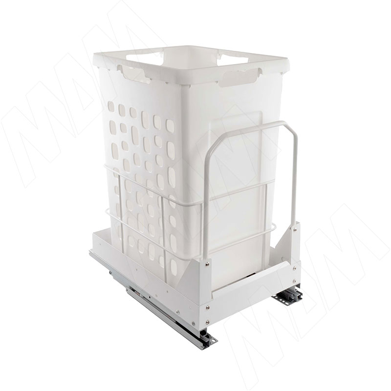 HAMPER LW40 Корзина для белья выдвижная, 1 емкость (48л), напр.полн.выдв., плавн.закр., цвет белый
