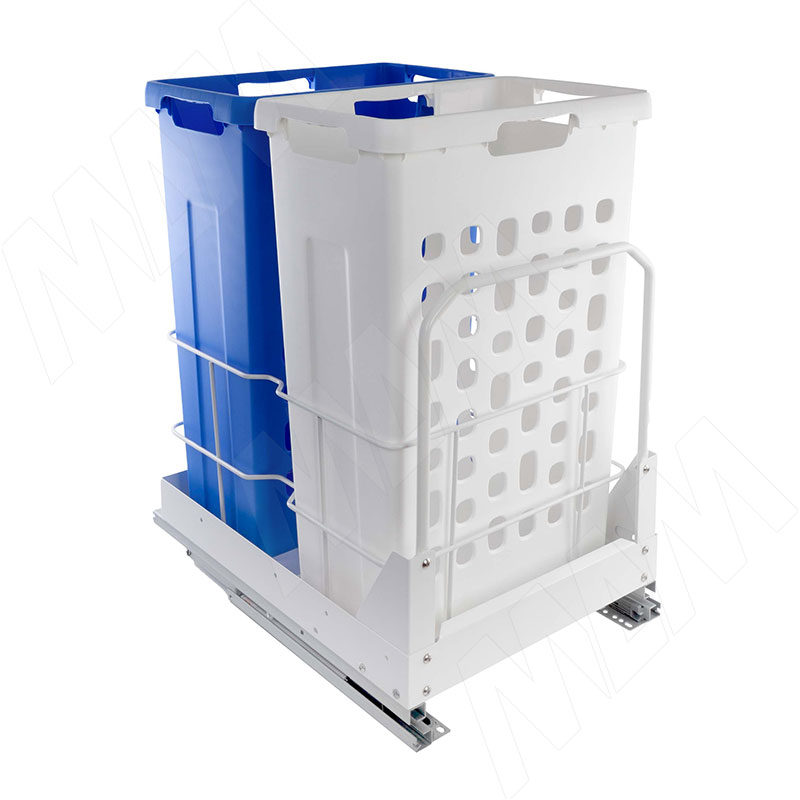 HAMPER LW45 Корзина для белья выдвижная, 2 емкости (35л+35л), напр.полн.выдв., плавн.закр., цвет белый