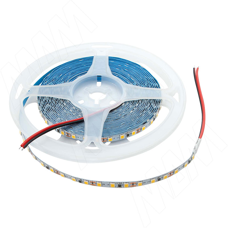 Лента светодиодная 2835/120, 24V, 5 м, основание 5 мм, теплый белый 3200К, IP20, 9.6W/1м