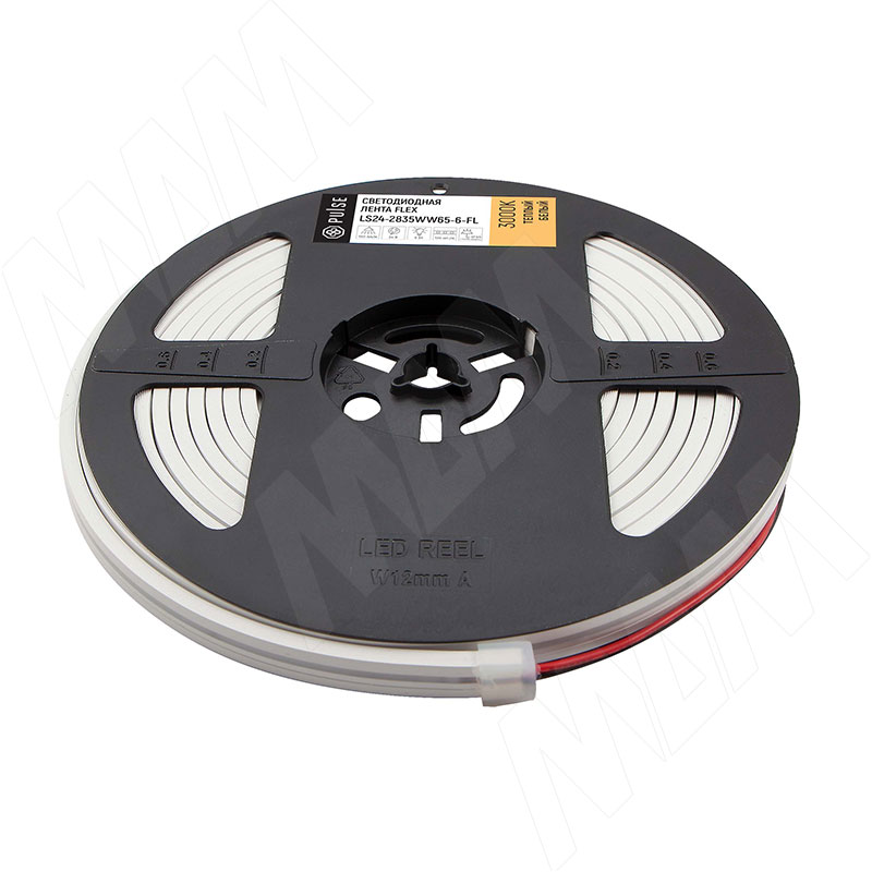 LUX, FLEX лента светодиодная 2835/120, 24V, 5 м, гибкая, основание 4 мм, CRI 90, теплый белый 3000К, IP65, 6W/1м