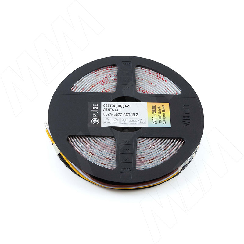 CCT Светодиодная лента 3527/120, 24V, 5 м, теплый белый — холодный белый 2700-6500К, IP20, 19.2W/1м