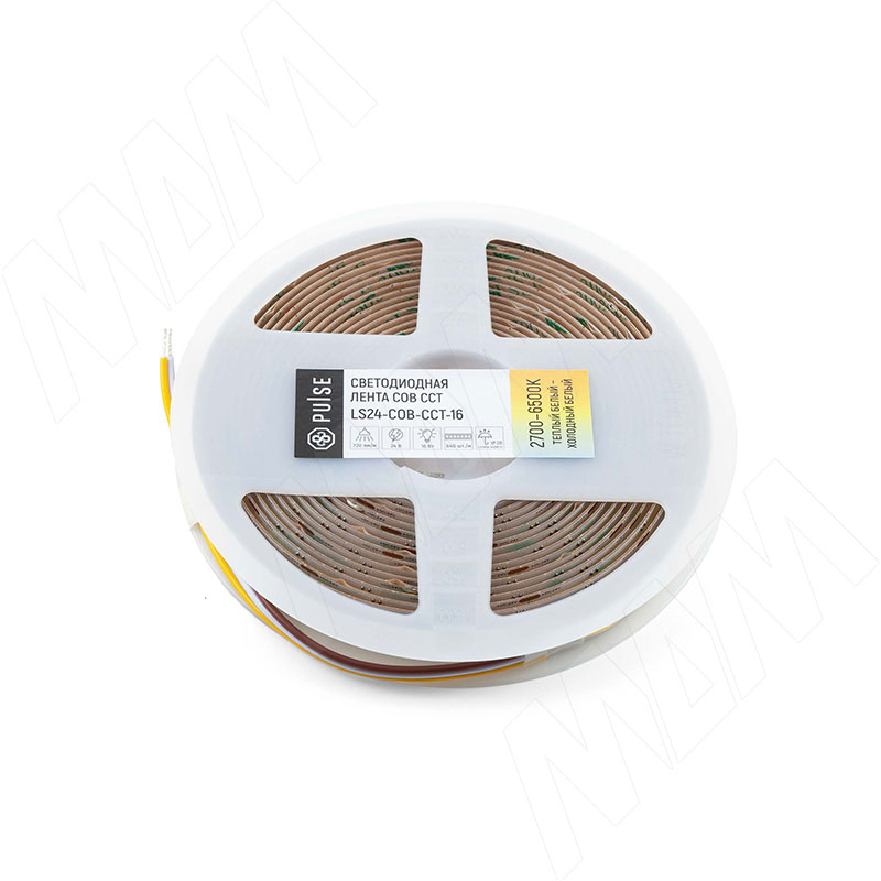 CCT COB Светодиодная лента, 640 диодов, 24V, 5 м, CRI 90, теплый белый — холодный белый 2700-6500К, IP20, 16W/1м