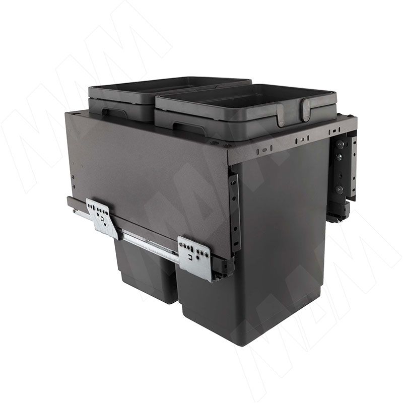 GLOBE 2.0 M40W Система сортировки и хранения, 2 емкости (20л+20л), креп. фасада, полн.выдв., плавн.закр., направл. Nova Pro, без крышек.