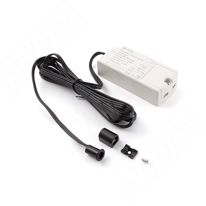 Выключатель инфракрасный (IR) на взмах руки, врезной, черный, 220V, 250W